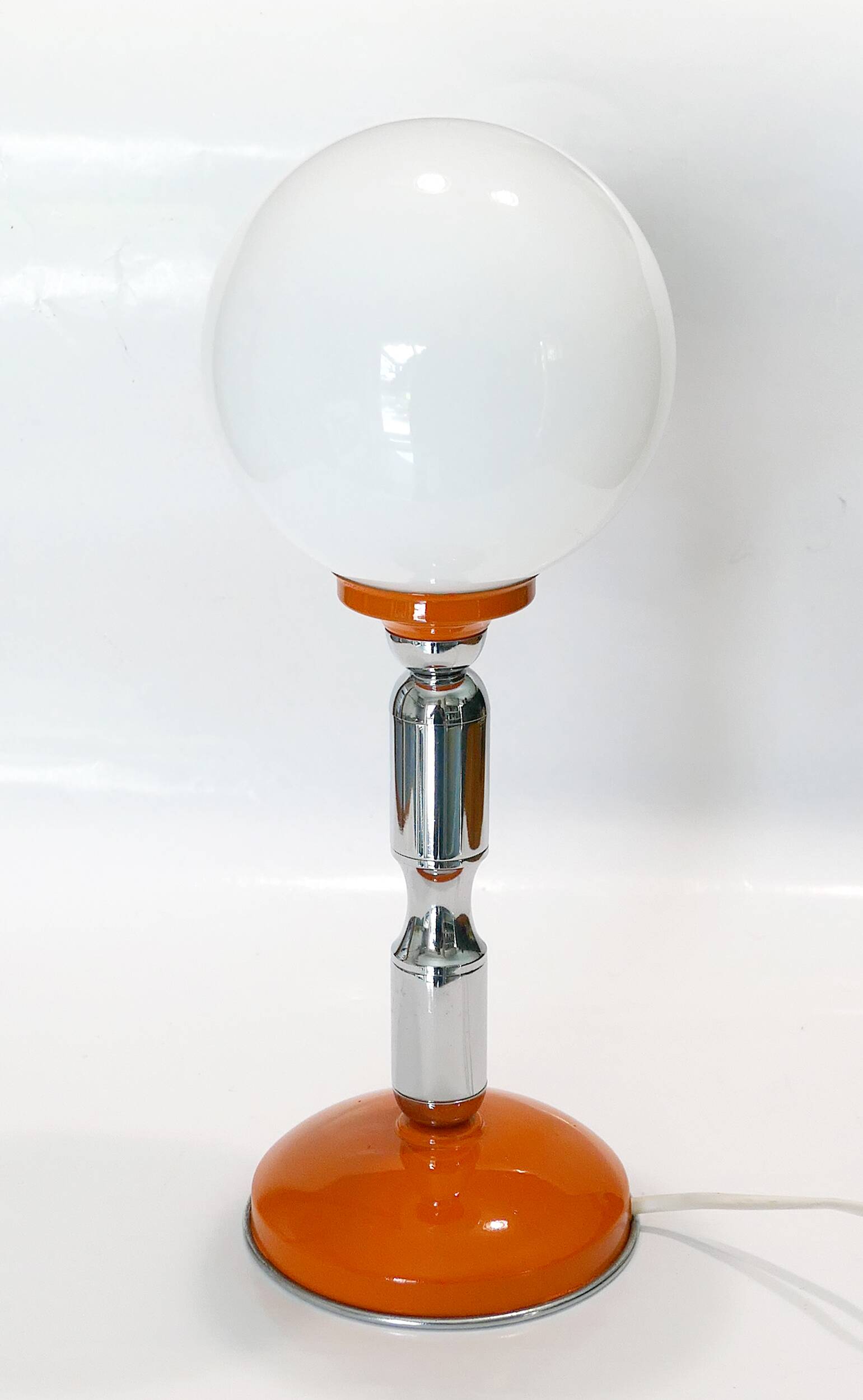 1970s chrome and orange table lamp design