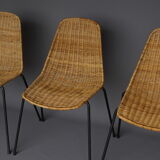 Mid-Century Wicker Chairs by Gian Franco Legler, 1950s. Set of 4