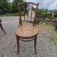 4 vintage Fischel bistro chairs in curved wood and cane