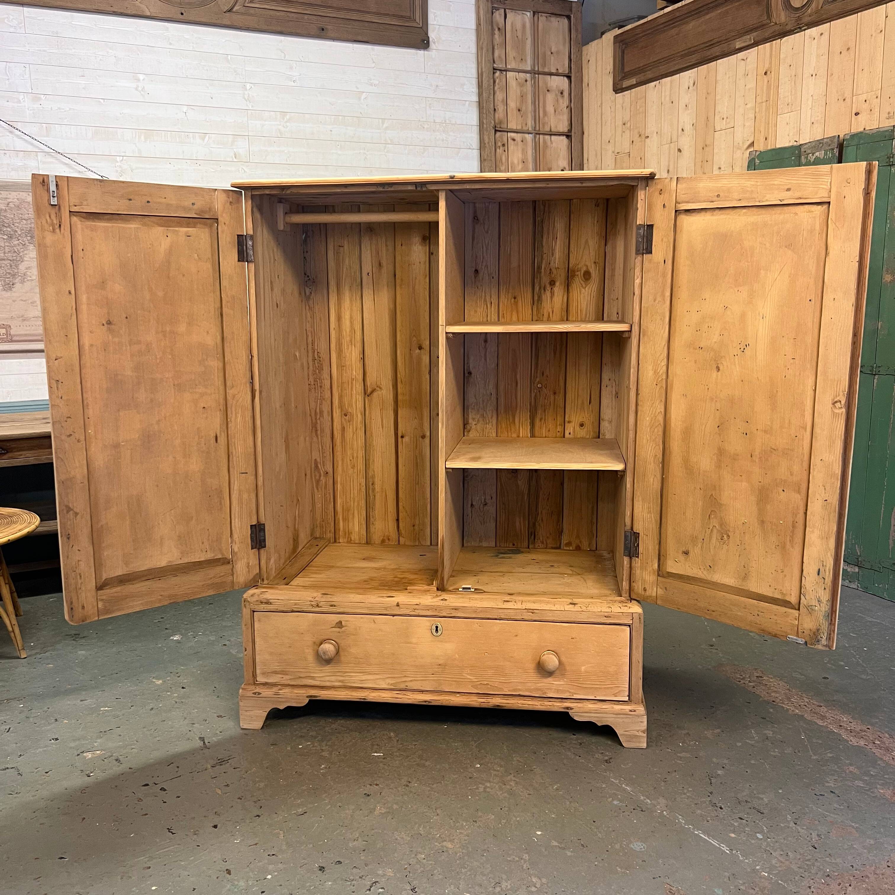 English wardrobe in raw wood