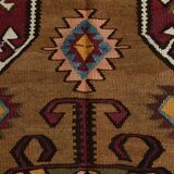 Grand Tapis Kilim Vintage Long & Large, Motifs Tribaux Géométriques