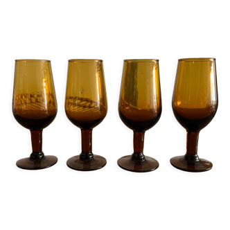 Lot de 4 verres à pied couleur ambre