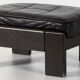 Vintage mid century footstool ottoman in dark brown leather by Harry de Groot for Leolux, 1970s