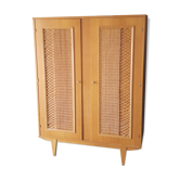 Armoire vintage bois et rotin