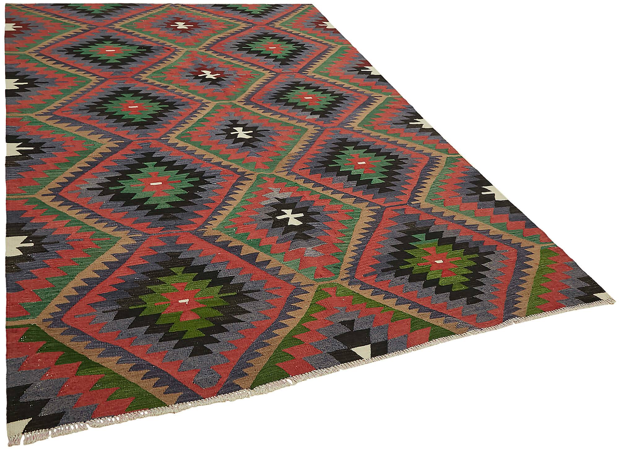 Turkish Handmade Vintage Anatolian Kilim 202 cm x 284 cm