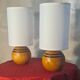 Pair of vintage wooden ball lamps, Scandinavian style bedside lamps, 32 x 14 cm, very good