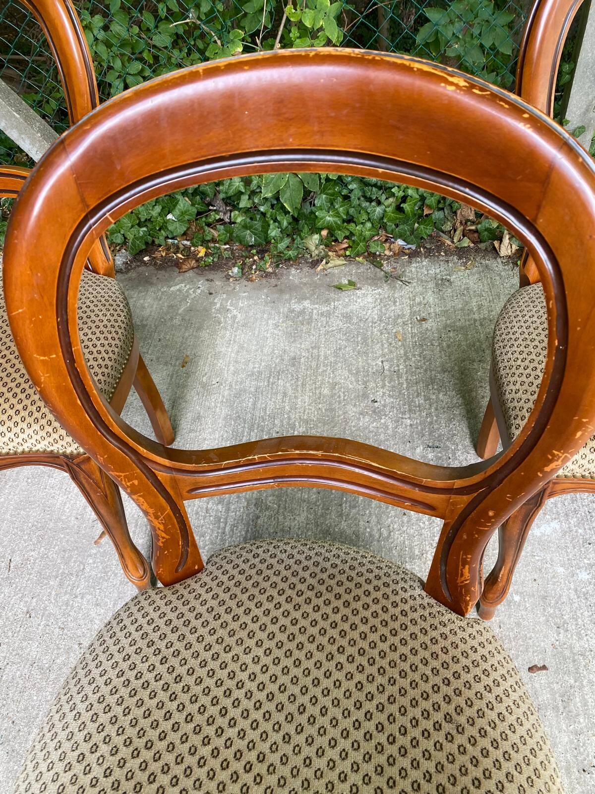 5 vintage Louis Philippe dining chairs Solid curved wood