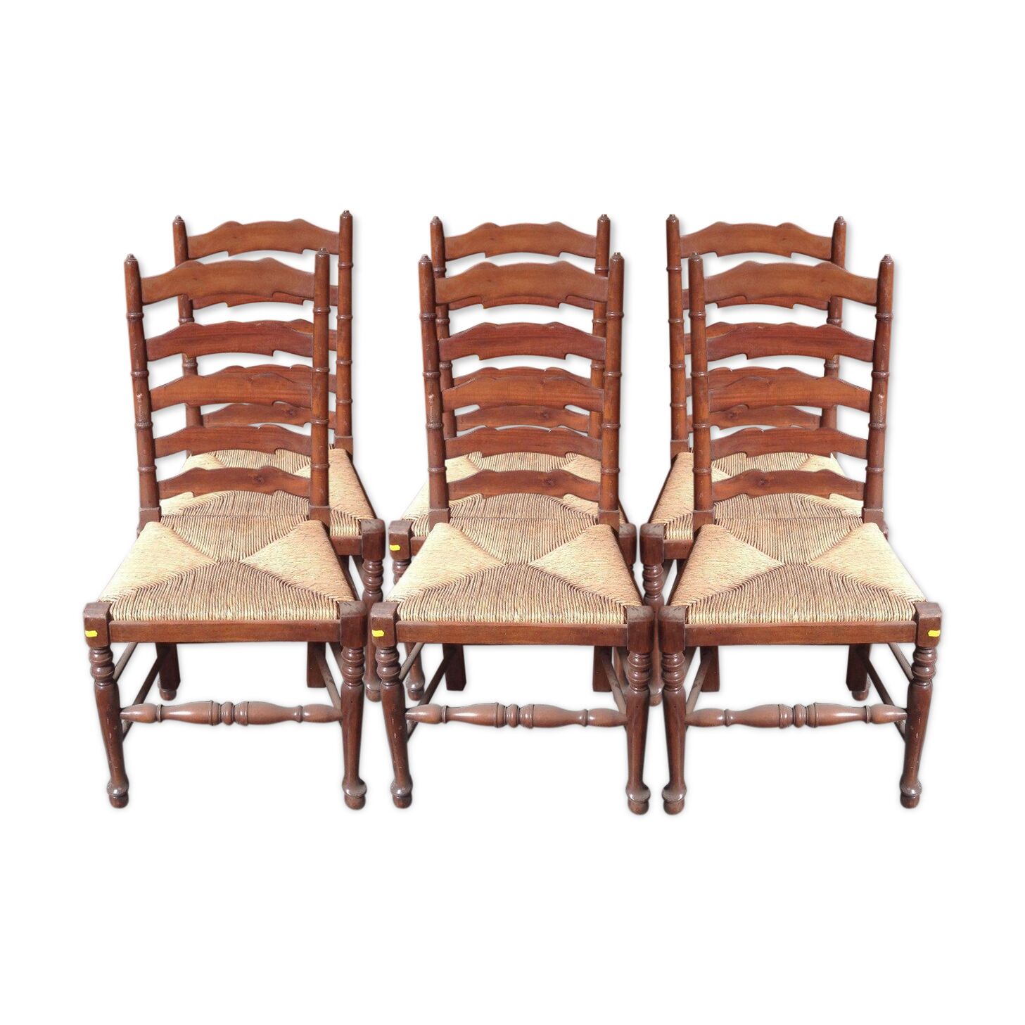 Ensemble de six chaises dossier à barreau