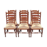 Ensemble de six chaises dossier à barreau