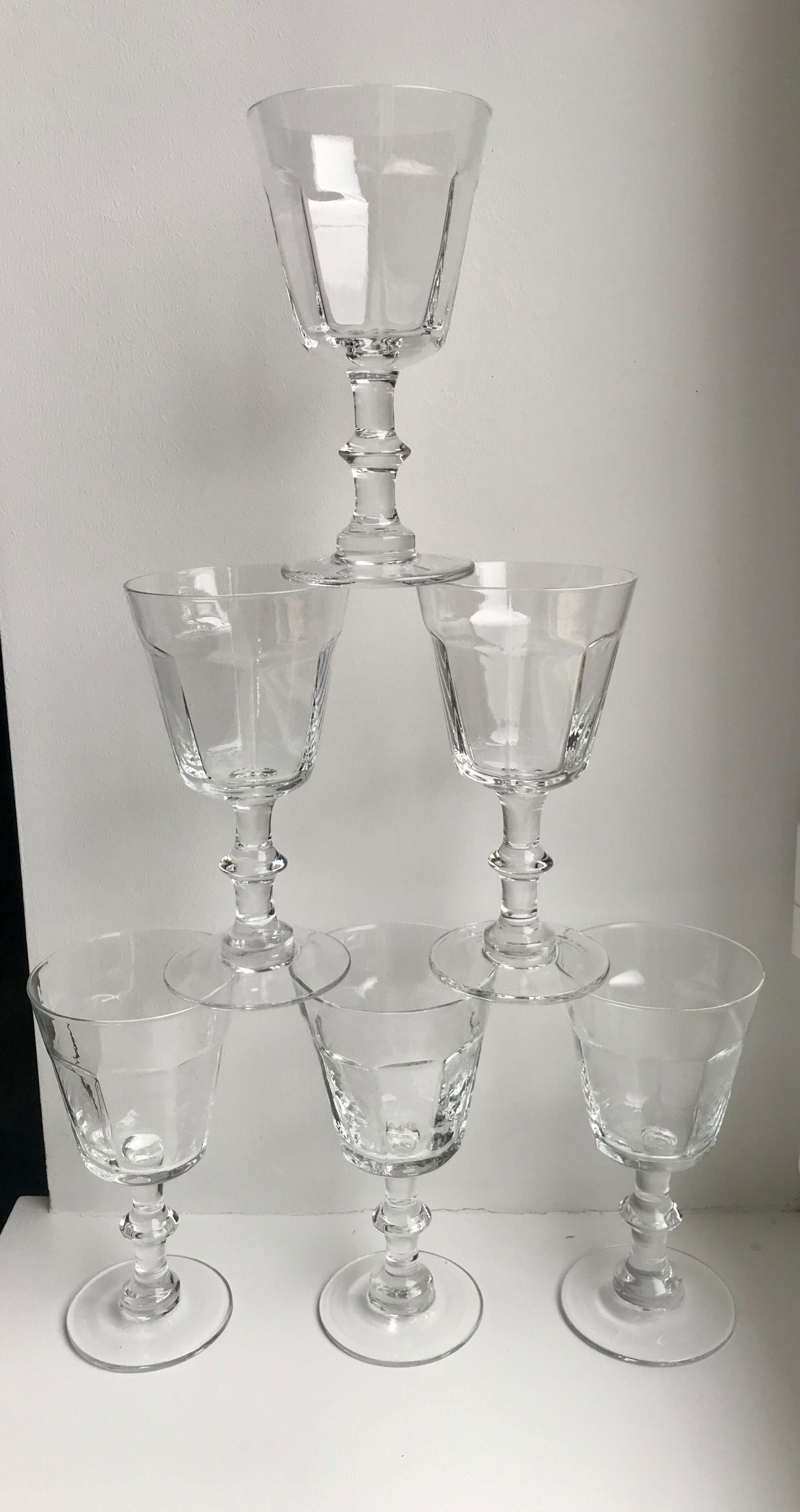 Set of 6 20s moulded glass glasses