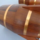 Mid-Century Teak & Copper Bar Stools, 1960s, Set of 3