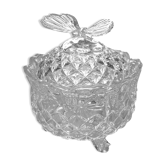 Bonbonnière en verre taillé avec un motif de papillon