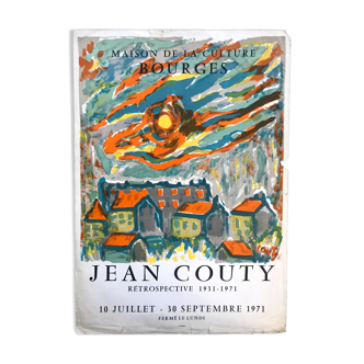 Affiche vintage de jean couty, maison de la culture bourges, 1971