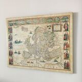 Historical map of Europe on wood