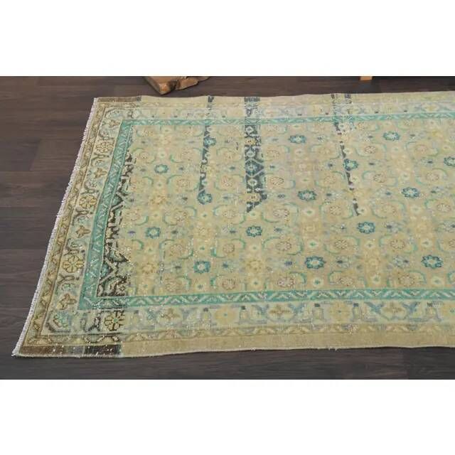 Vintage Turkish Oushak Handmade Wool Cotton Orange Runner Rug 108x294