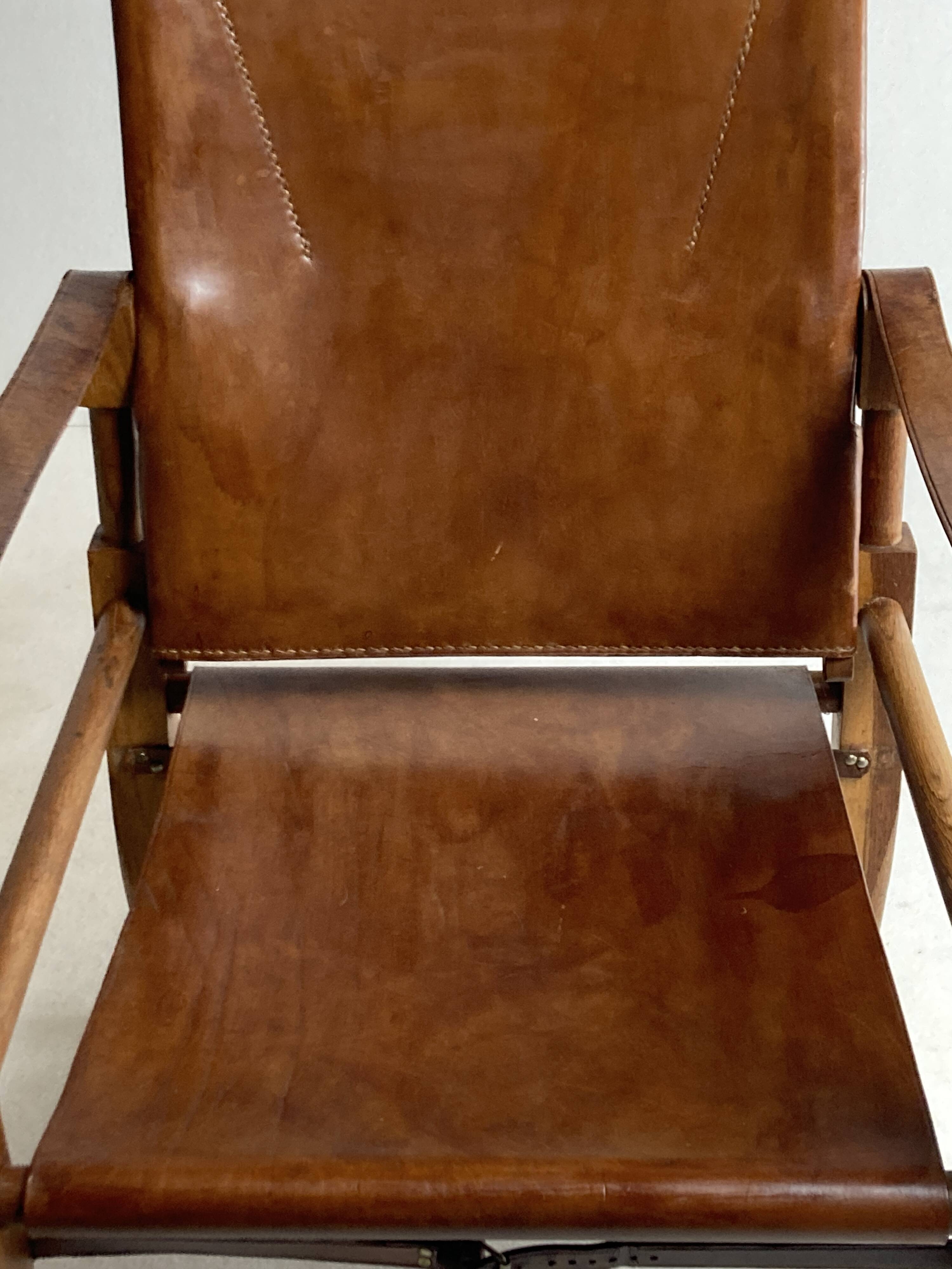 Leather safari armchair by Wilhelm Kienzle for Wohnbedarf, 1950s