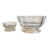 Crystal and silver-plated metal salad bowl and ramekin