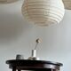 Suspension en rotin et lin naturel japonisante en forme de goutte