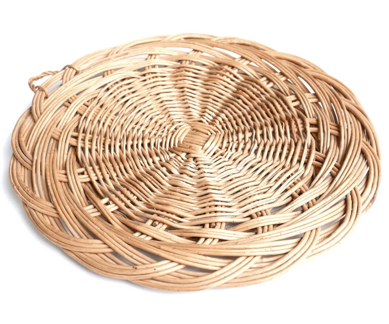 Round wicker platter or table centrepiece, 1970s
