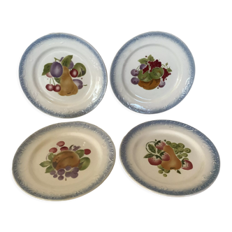 4 old Saint Amand earthenware plates