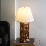 Chippendale Style Lattice Rattan Bamboo Table Lamp