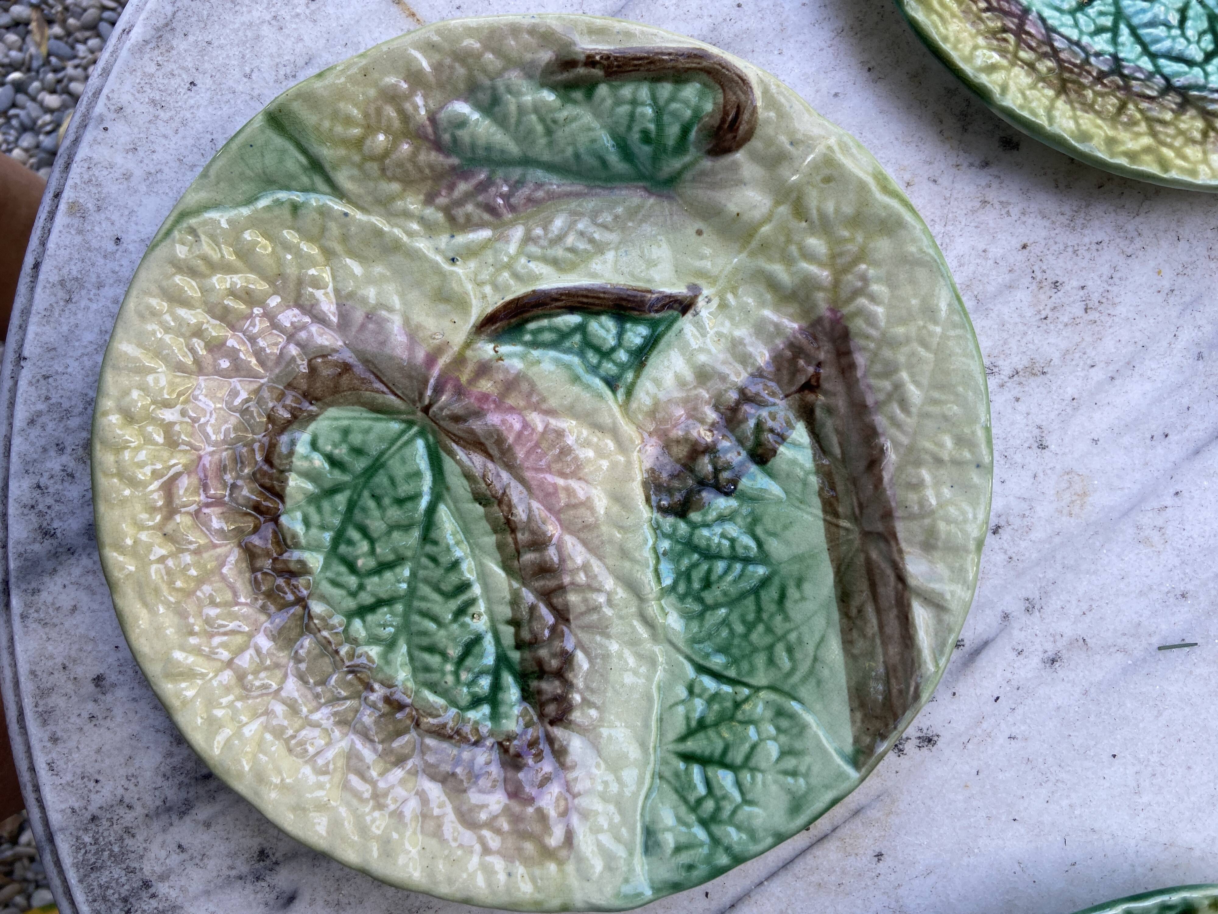 Set 8 slush plates with leaf decoration