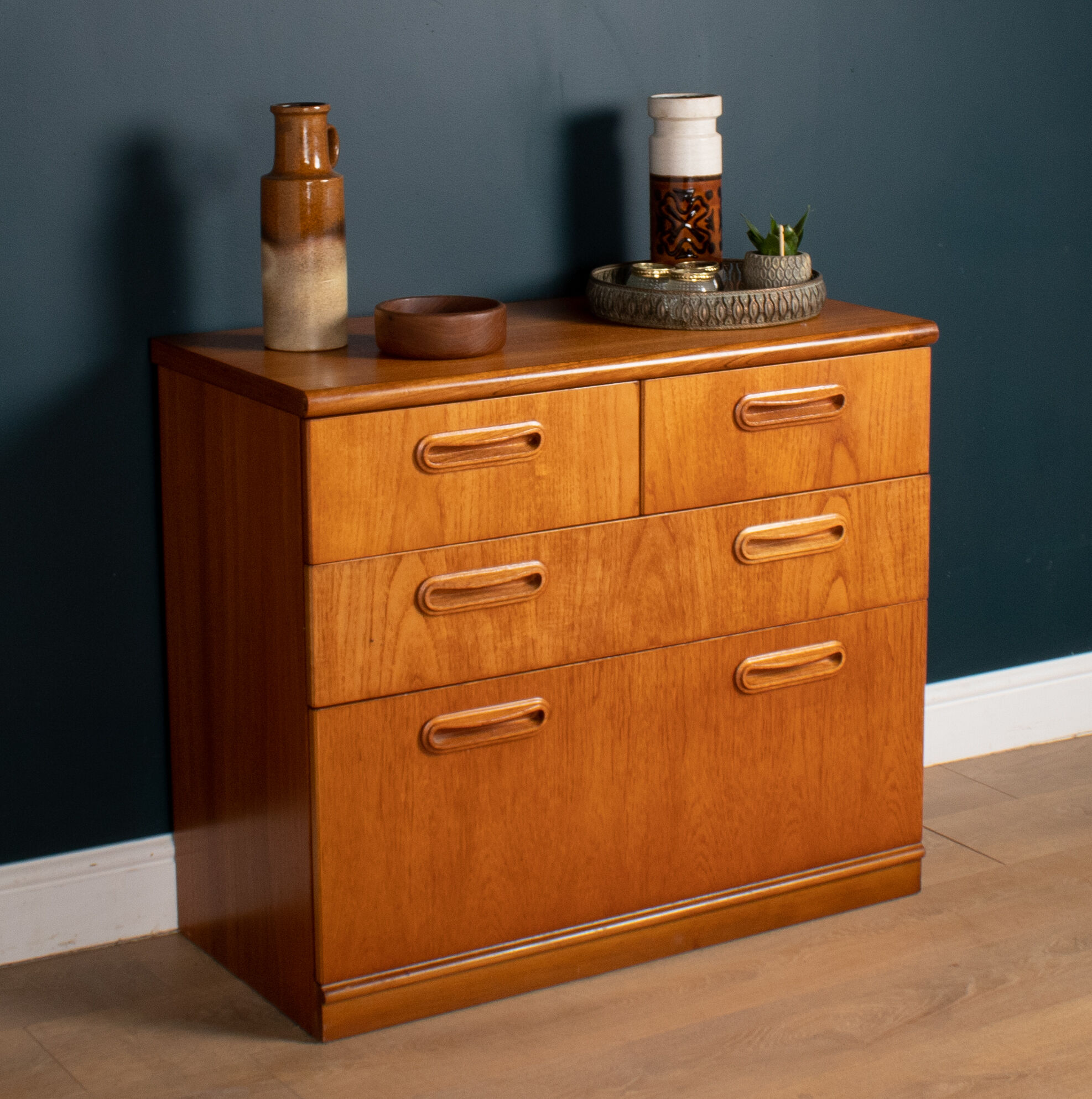 Restored Teak 1960s Retro 2 Drawer Over 3 Chest Of Drawers By Meredew