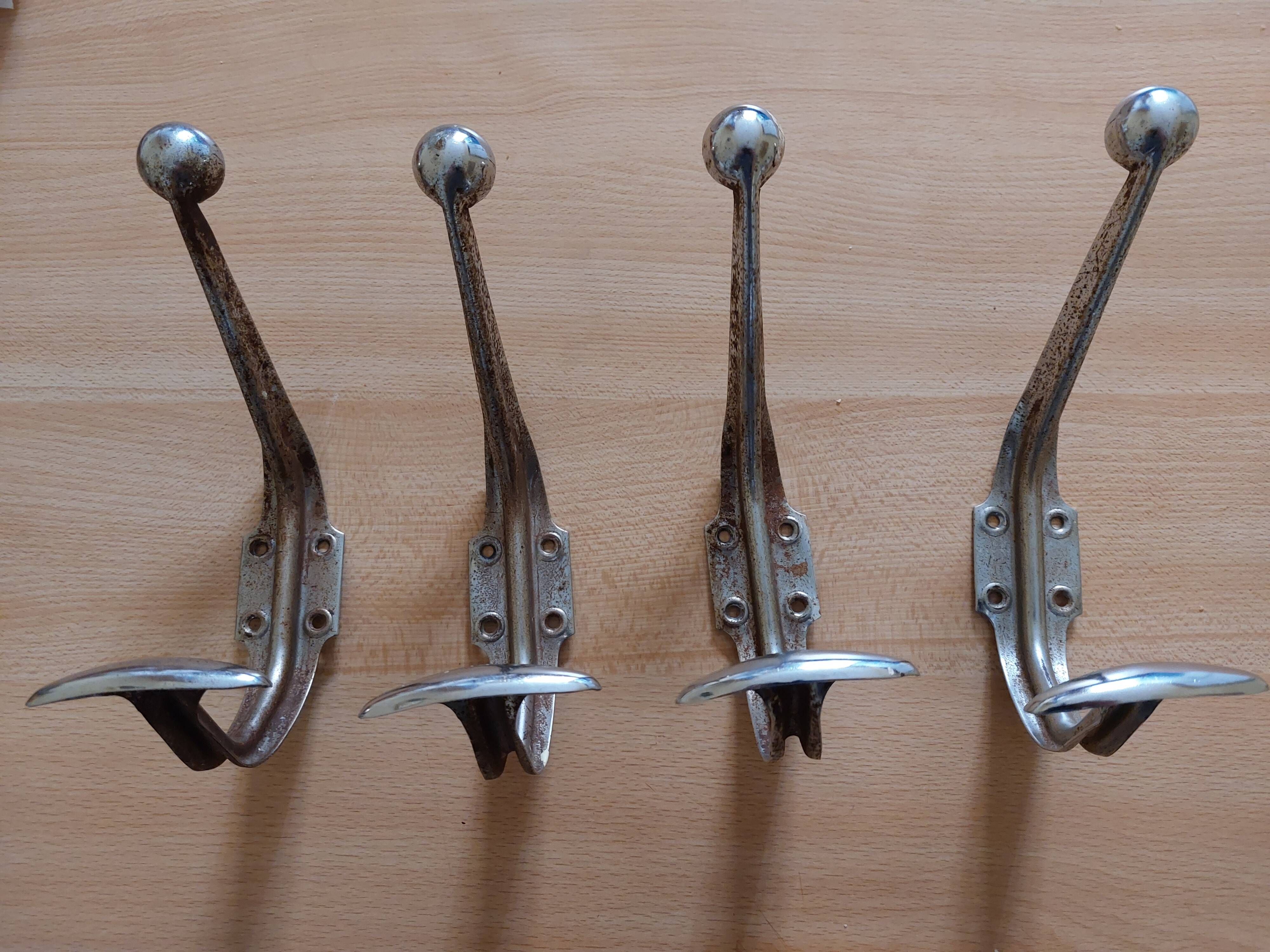 4 metal wall hooks 50s
