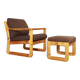 Danish Modern Pine  Armchair & Stool  by C. F. C. Silkeborg