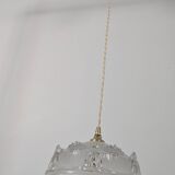 Vintage pendant light in molded glass and brass