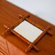 Bamboo effect wooden barber mirror 44 x 39 cm