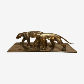 Panther sculpture art deco style in brass