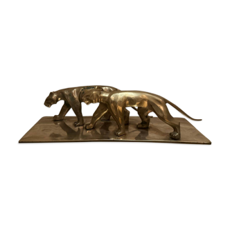 Panther sculpture art deco style in brass