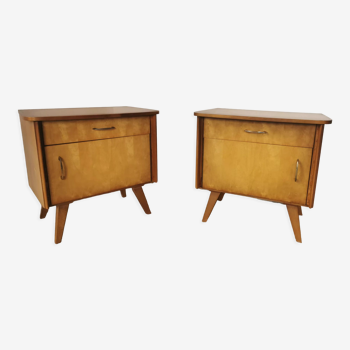 Paire de chevets pieds compas vintage