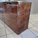 Vintage elm burl and chrome sideboard from the 1970s.