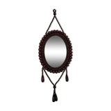 Miroir vintage bohème en perles de bois