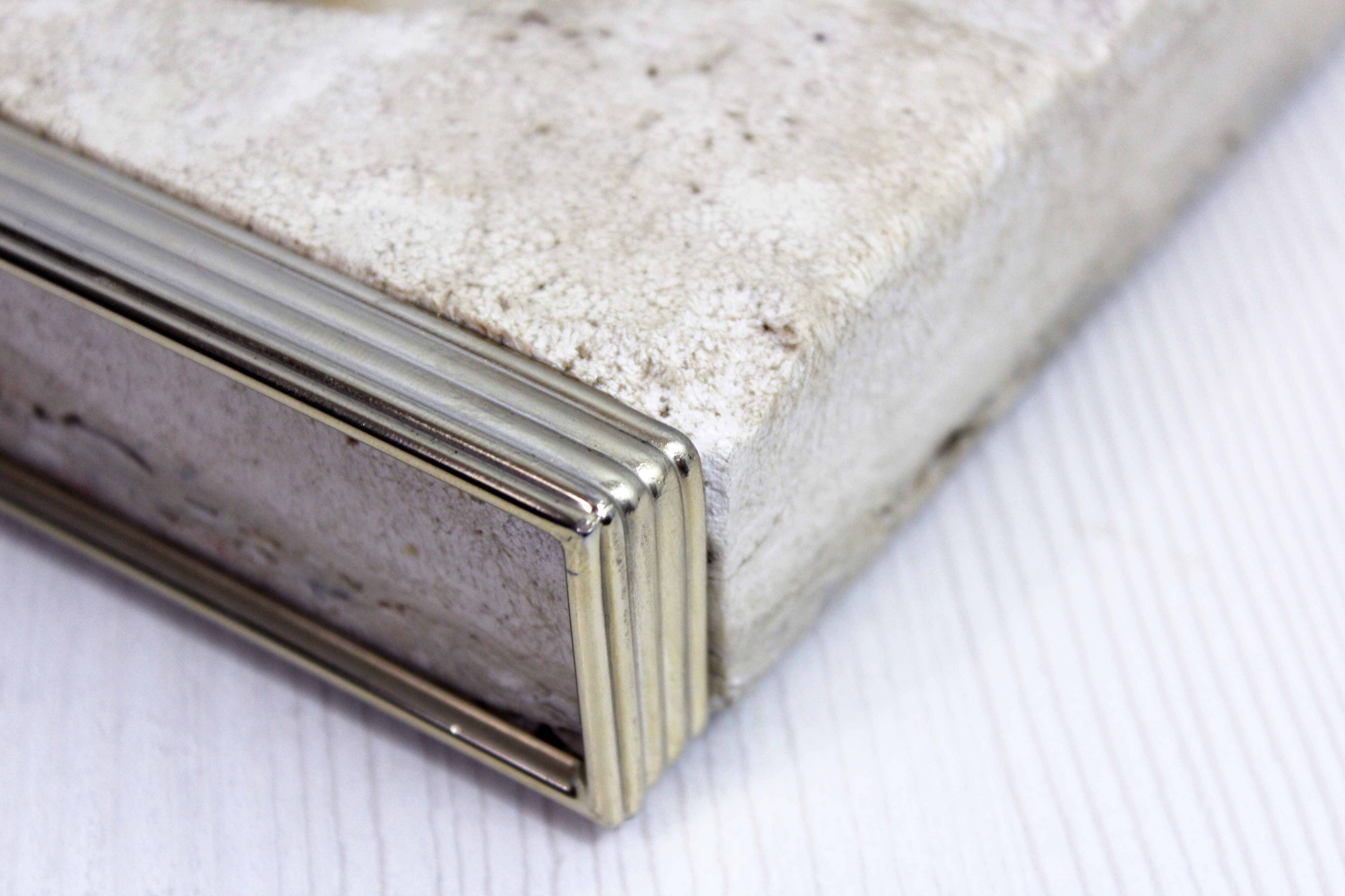 Travertine and brass ashtray