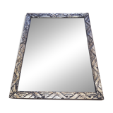 Small Art Deco carved wooden mirror, silver leaf.