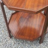 Art Deco folding side table in mahogany with double top marquetry.