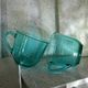 Set of 2 coffee cups in green glass of water Arcoroc, made in France