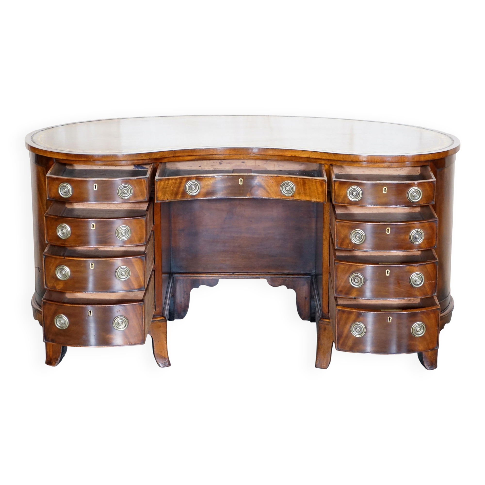 Victorian desk with leather top, restored.