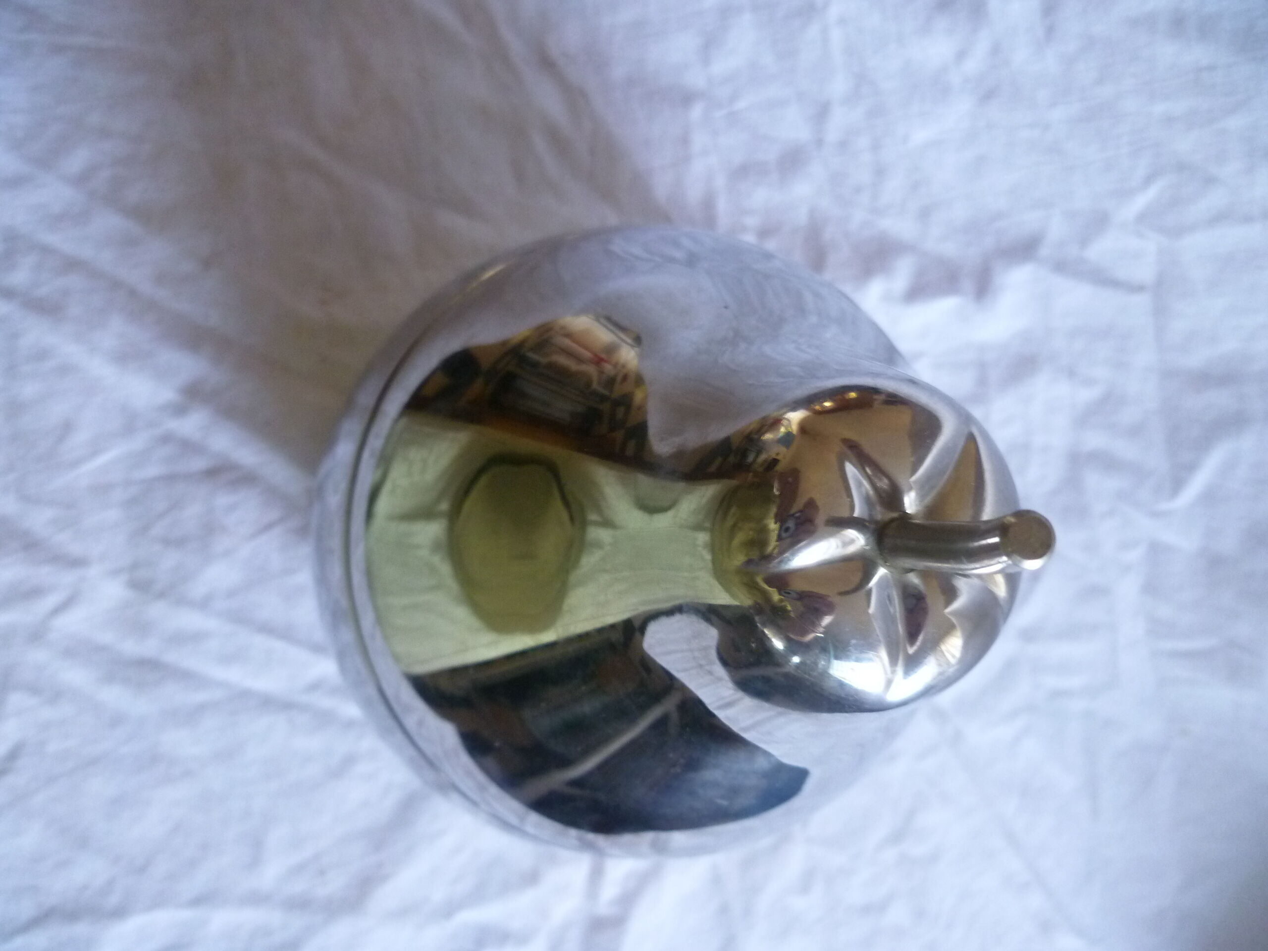 70's pear ice bucket in metal chrome collector