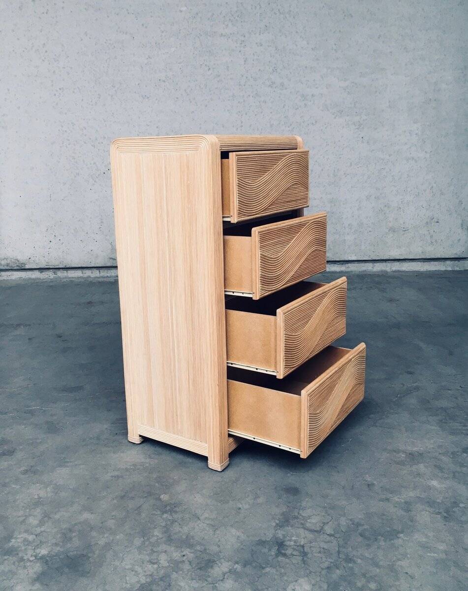 Vintage Rattan High Chest of Drawers, 1980s