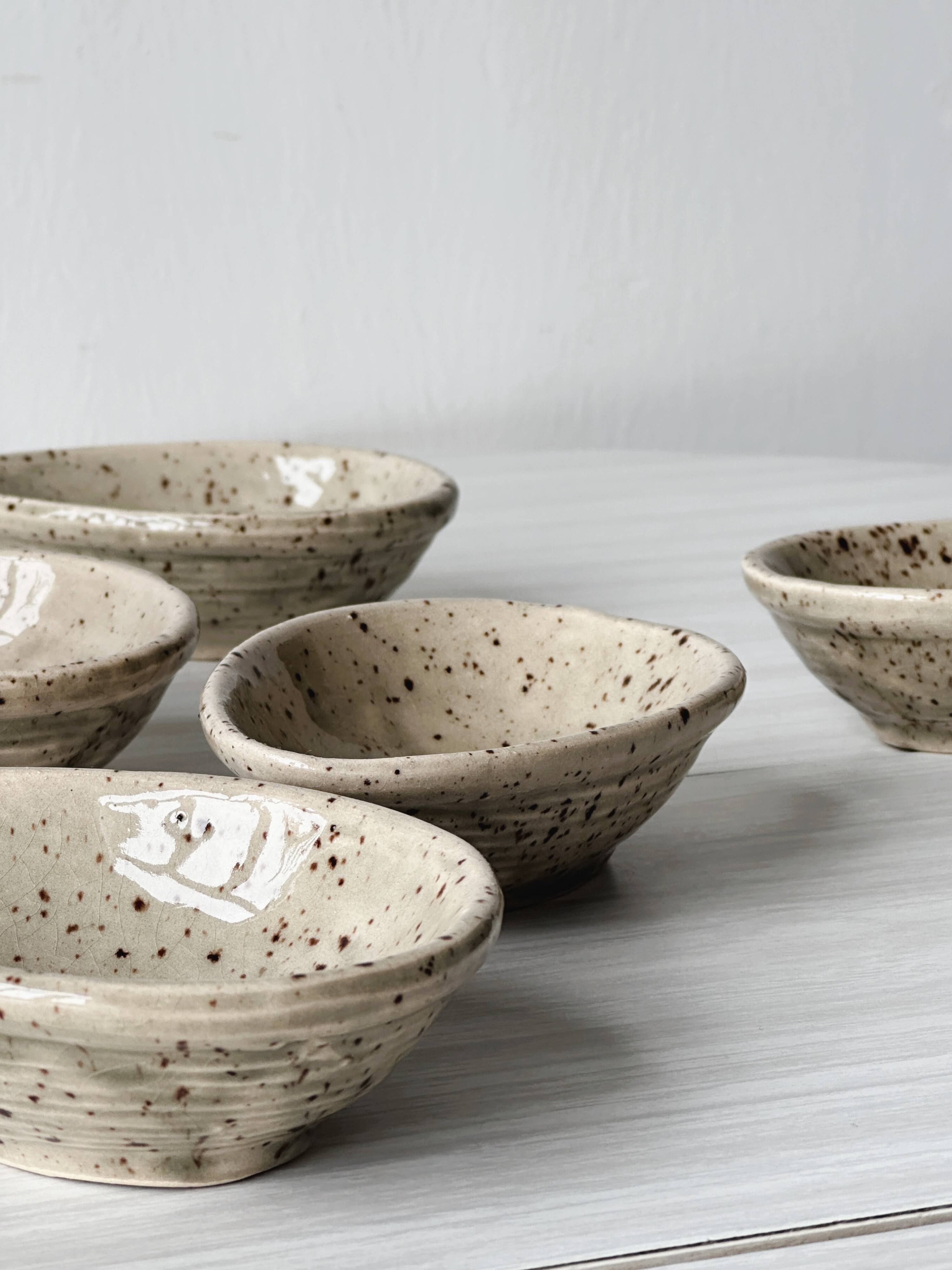 5 spotted pyrite sandstone bowls