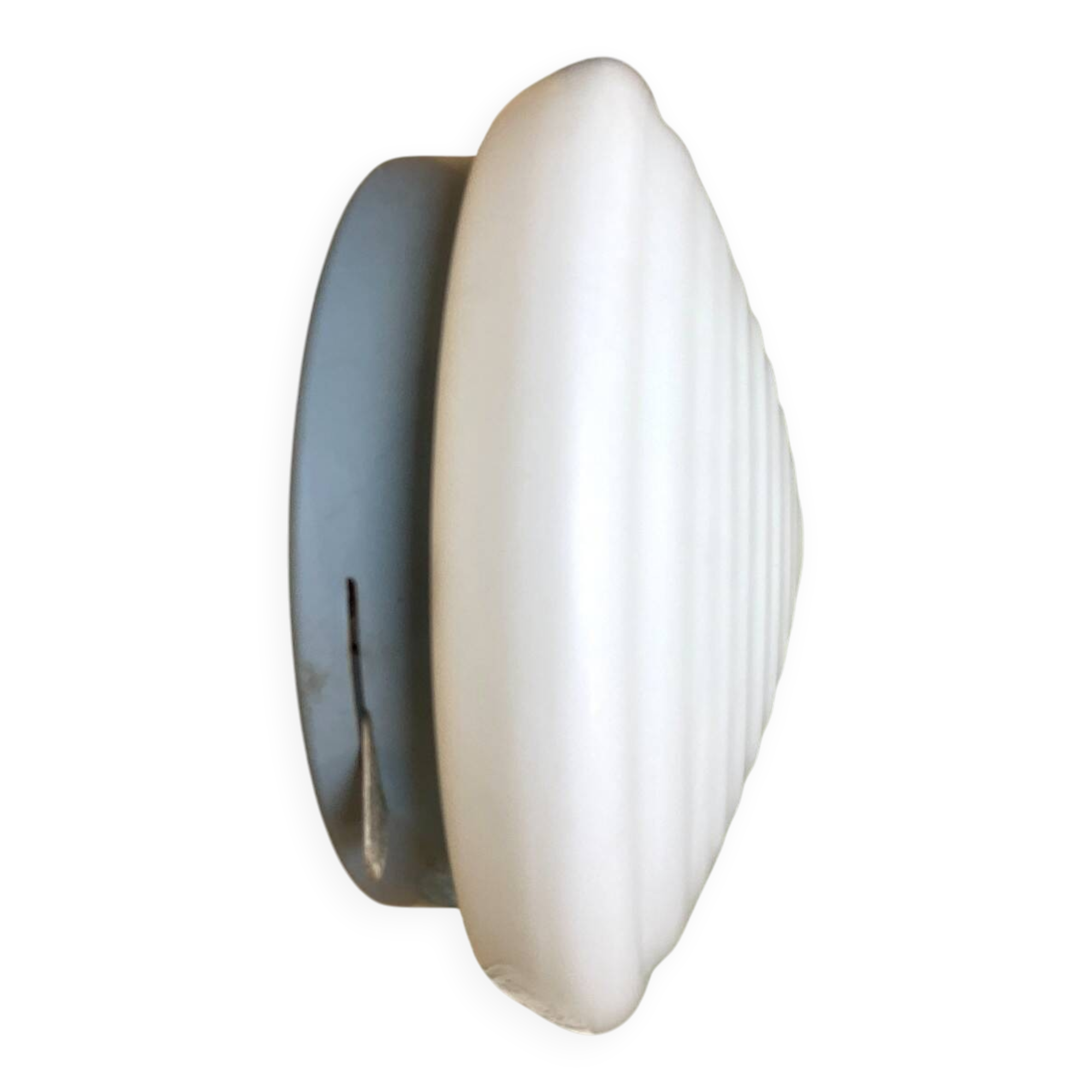 Art Deco White Glass Round Ceiling or Wall lamp