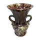 Vintage antique ceramic vase marbled brown white