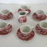 Set of 6 cups with saucers and milk jug The Hunter, England vintage