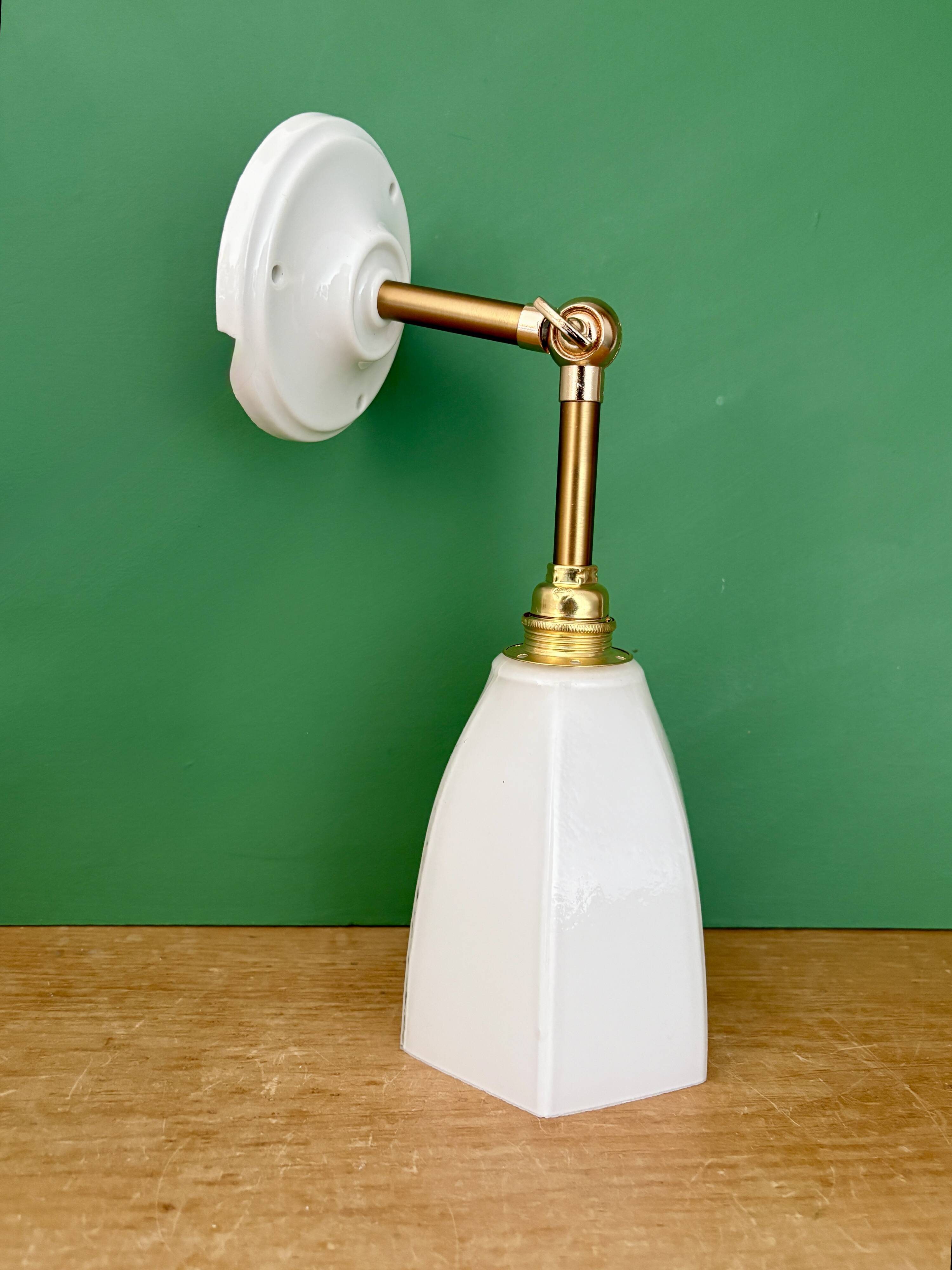 Vintage tulip wall light in white opaline