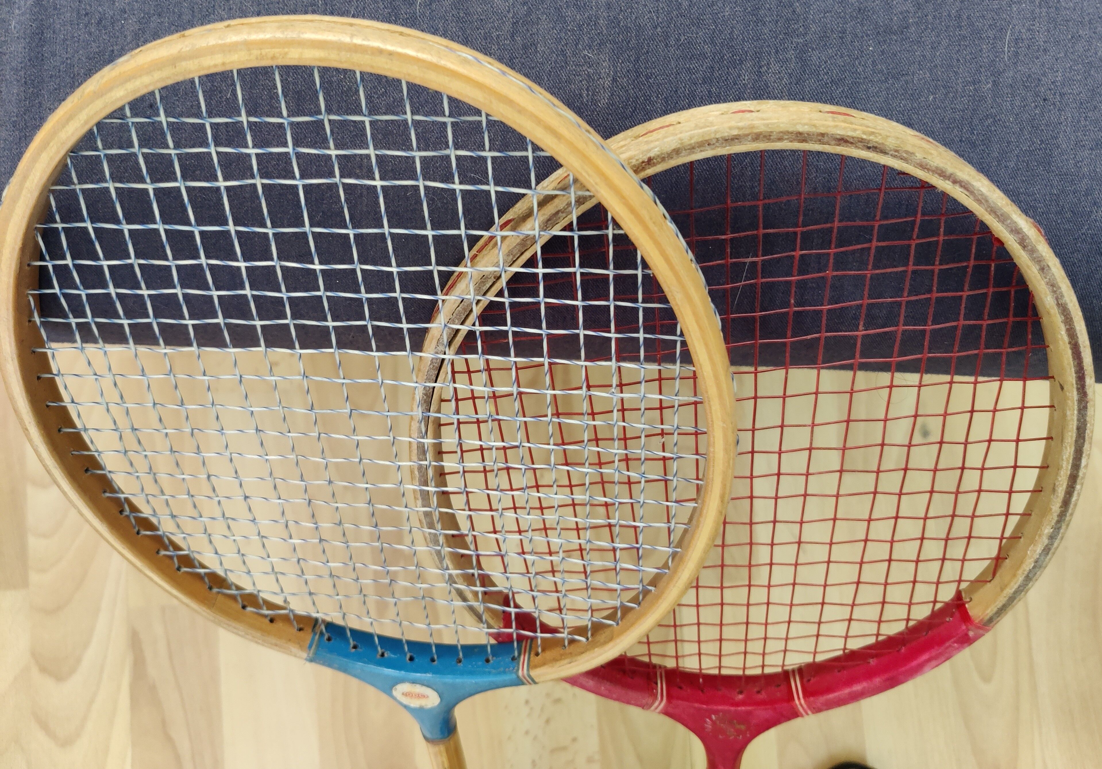 Vintage Antique Wooden Badminton Rackets