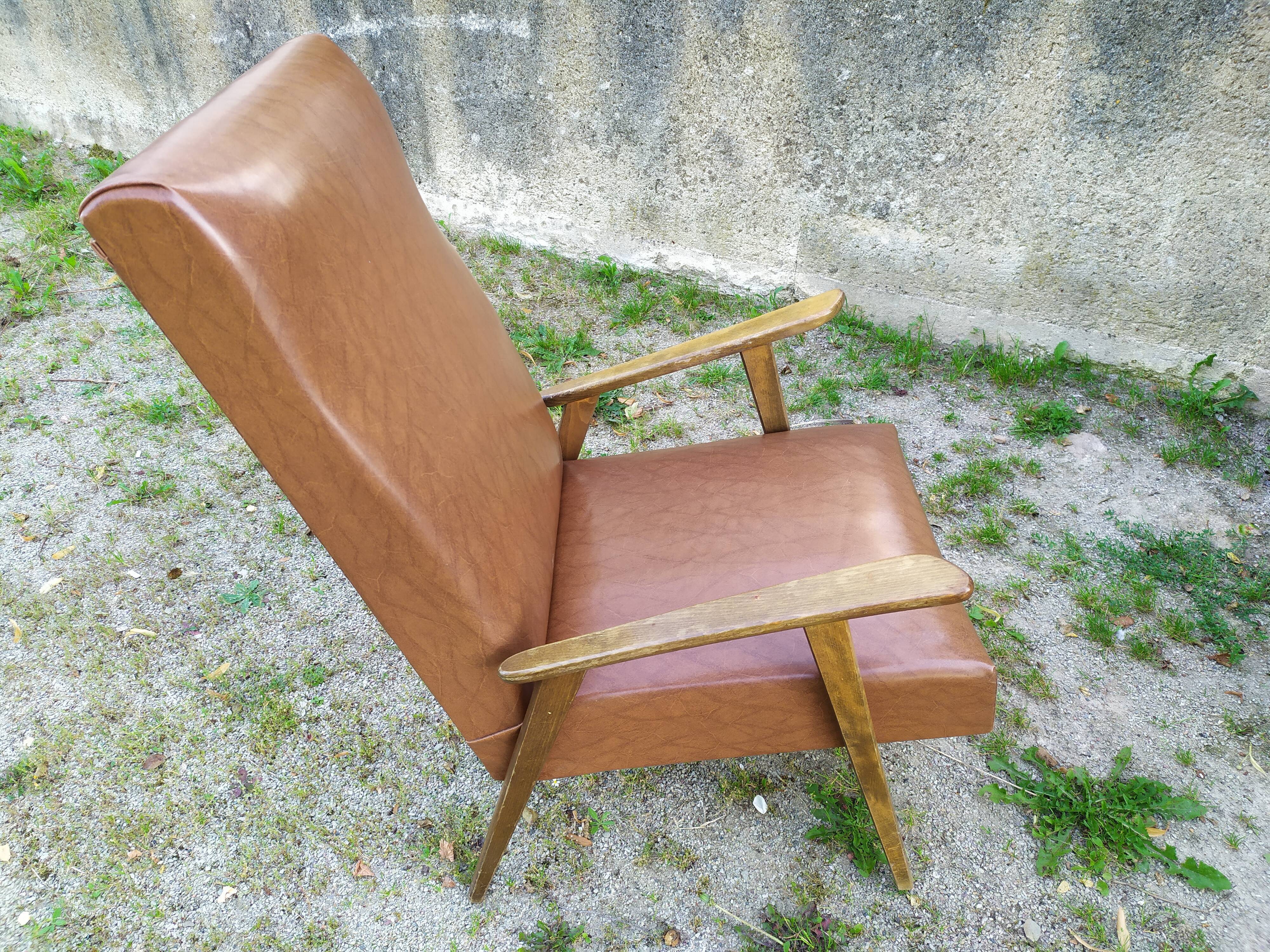 Fauteuil années 50 pieds compas